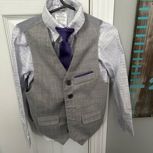 Kids 4 piece Calvin Klein suit - vest, pants, button down shirt, and tie.